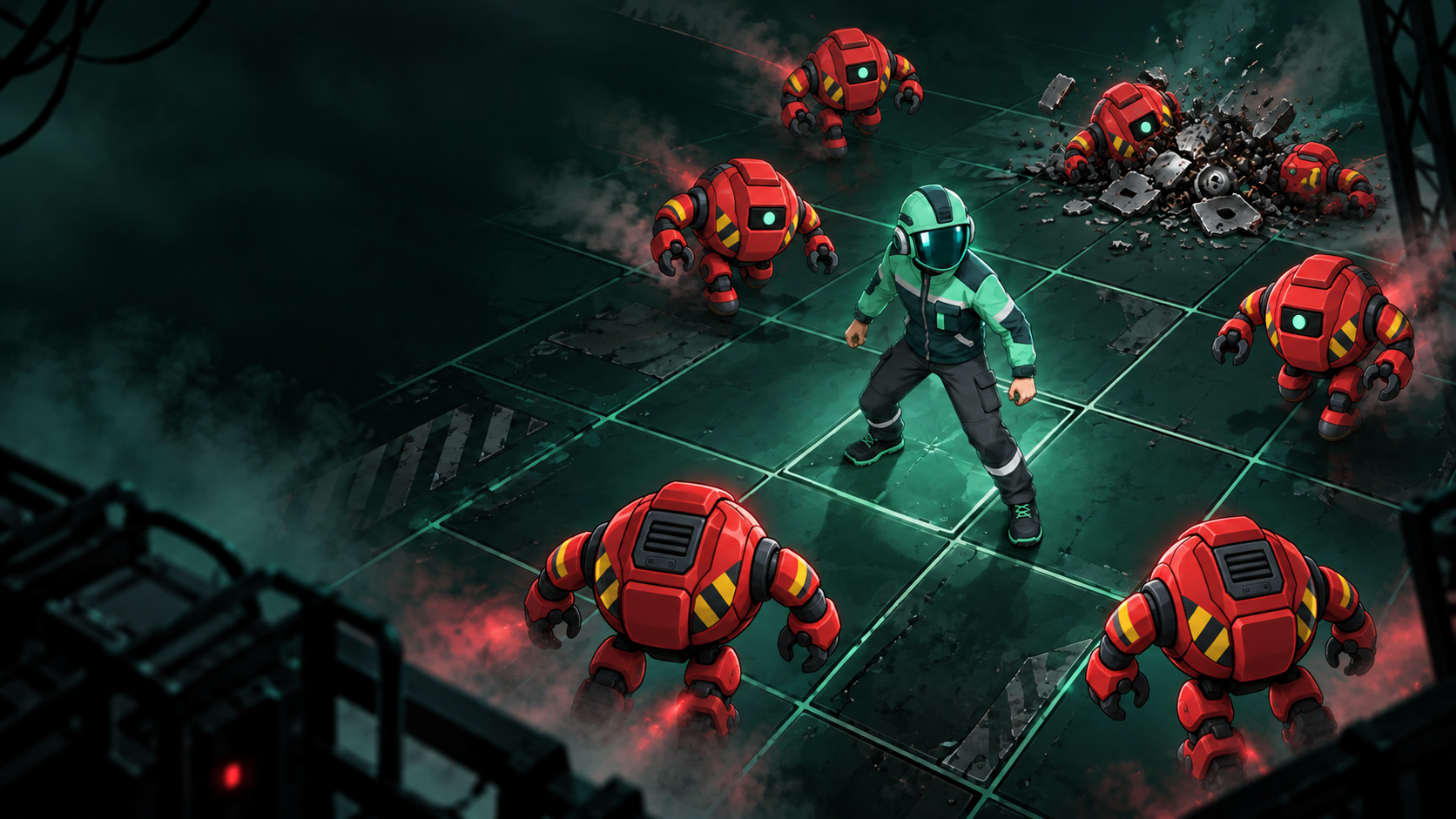 Crash Protocol key art updated with the new v0.5.7 service robots